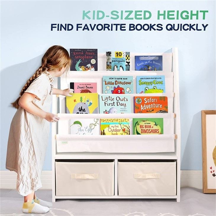 Canvas Wooden kids bookshelf (7)